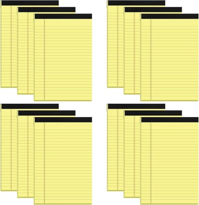 Gele notitieblokken 5x8 inch college lijnen 12 stuks