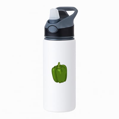 Hacebo® - Groene paprika waterfles met rietje zwart - Groente - Groente liefhebbers - Paprika - vruchtgroente - puntpaprika - water fles - 650ML