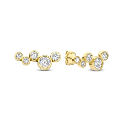 New Bling - 9NBG-0874 - 14K geelgouden Oorknoppen – Met 5 Zirkonia-Steentjes – Dames Oorbellen