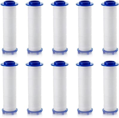 Vervangbare douchefilter set van 10 stuks, 9.5 x 2 cm, voor handdouche, verwijdert chloor, fluoride en onzuiverheden