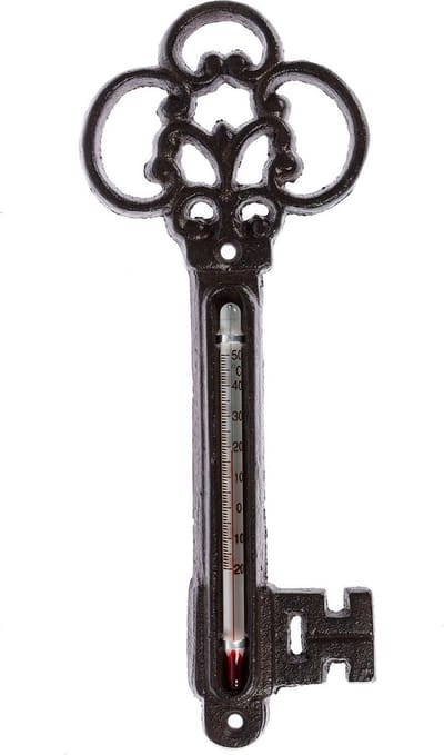 Homescapes Rustieke gietijzeren thermometersleutel, 8,7 cm x 22,3 cm