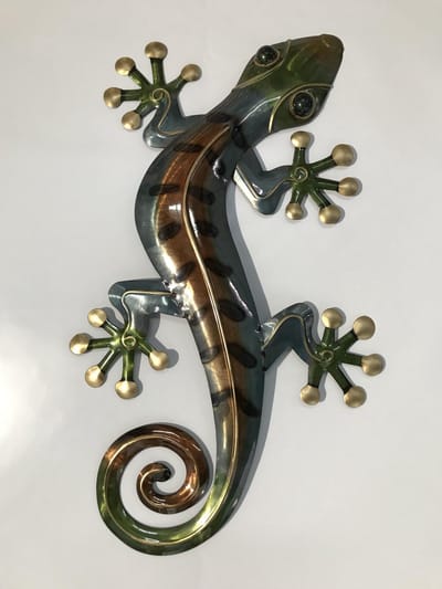 Metalen wanddecoratie - Gekko - 34cm x 58 cm x 3cm
