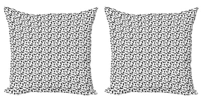 ABAKUHAUS Decoratieve kussenhoes met teckelmotief, 2 stuks, moderne accenten, dubbelzijdige digitale print, 50x50 cm, antracietgrijs en wit