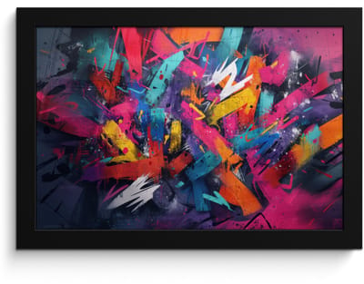 Poster in lijst - Fotolijst 30x20 cm - Posters - Abstract - Explosie - Neonkleuren - Posterlijst zwart - Decoratie - Wanddecoratie woonkamer - Muurdecoratie slaapkamer