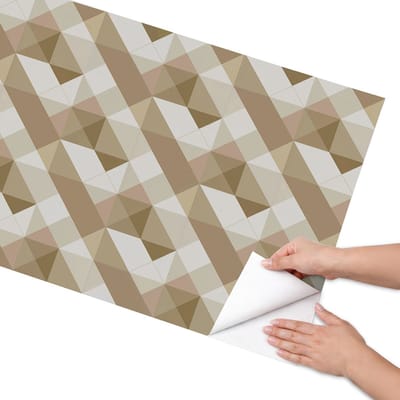 Coloray Meubel Wrap Folie - Bruin Meubelfolie - 65x130 cm - Decoratiefolie Geometrisch patroon - Meubel Wrap Folie - Retro Meubelfolie - Plakfolie Meubels - Keuken decoratie - Achtergronden en patronen