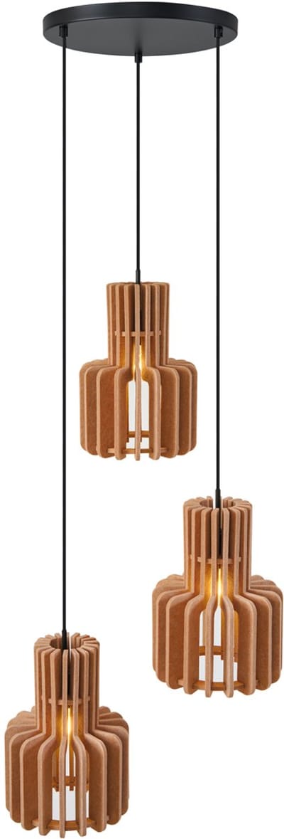 QAZQA felt - Retro Hanglamp - 3 lichts - Ø 54 cm - Oranje - Woonkamer | Slaapkamer | Keuken