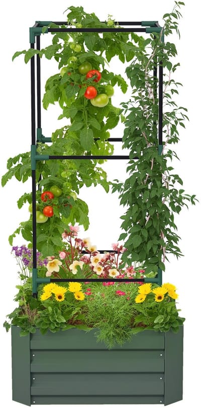 Outsunny verhoogde plantenbak - staal - groen
