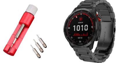 Strap-it Stalen schakel band + Toolkit geschikt voor Garmin Fenix 9 (Pro) 51mm / Fenix 8 (Pro) 51mm / Garmin Fenix 7x (Pro - Sapphire Solar) / Fenix 6x (Pro - Sapphire) / Fenix 5x (Plus) / Fenix 3 / Epix Pro (Gen 2 - 51mm) / Enduro 1-2-3 - Zwart