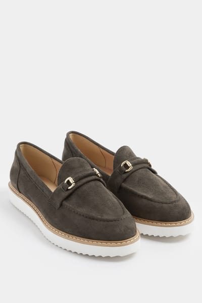 Yours Chocoladebruine Imitatiesuède Snaffle Loafers In Brede Epasvormsize 37EEE