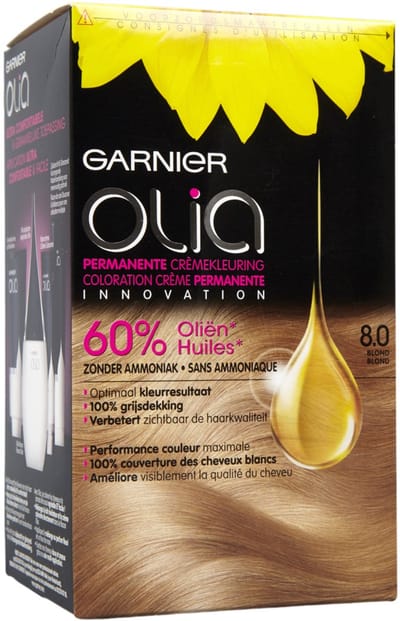 Garnier Olia Lichtblond 8 - Permanente Haarkleuring Zonder Ammoniak - Kleurcrème op basis van 60% oliën - Haarverf