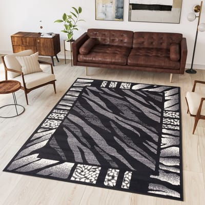 Tapiso Dream Vloerkleed Grijs Zwart Modern Dierenprint Woonkamer Tapijt Maat- 60x100