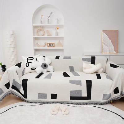 Chenille Sofa Handdoek voor Alle Seizoenen, Anti-kattenkrab Sofahoes Stof, Volledige Dekking Sofa Deken, Antislip en Stofbestendige Sofahoes 180*130cm white