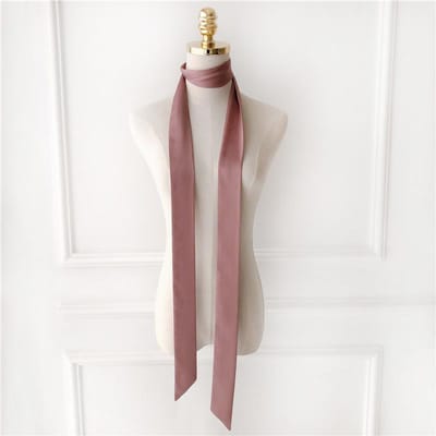 Effen Kleur Smalle Strook Dunne Sjaal Dames Sjaal Taille Riem Hoofdband Stropdas Tas Lint Lint white