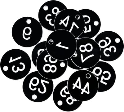 Gegraveerde Nummertags - ID Tags Cirkel - Organiseren Inventaris - Duurzaam ABS Plastic - 35 mm - Zwart