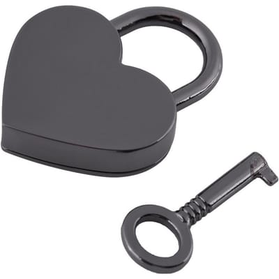 Klein liefdeshartvormig hangslot, kleine bagagetas, dagboekslot, sleutels black