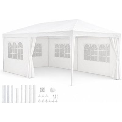 Kinzo Partytent 3x6 m - Tent Paviljoen voor 70 Personen - Tuinpaviljoen met 6 Zijwanden - Tuintent met Nokhoogte 2.5m - Feesttent Waterdicht en UV Bestendig - Wit