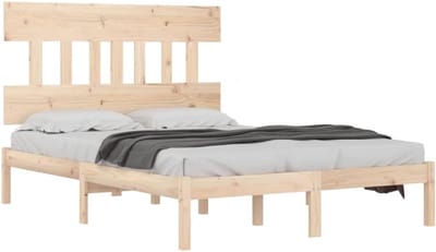 Houten Bedframe - Tweepersoons Ledikant - Slaapkamer Meubel - Tijdloos Design - 140x200 cm - Naturel