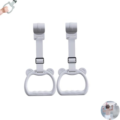 2 stuks - Trekring voor hek - Trekring voor peuters - Antislip hekgreep - Verstelbare trekring voor peuters - Trekring om aan een peuterbed te hangen - Eenvoudig te installeren trekring - Geschikt voor peuters (grijs)