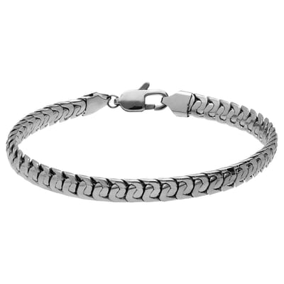 Lucardi - Heren Stainless steel armband zilverkleurig - Armband - Staal - Zilverkleurig - 20 cm