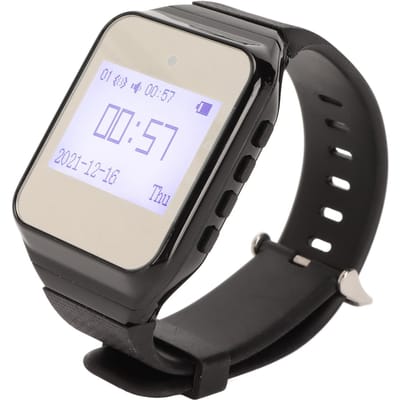Montre Pager Affichage LCD Calendrier Alarme à un bouton Vibration Système d'appel sans fil pour la restauration US Plug noir