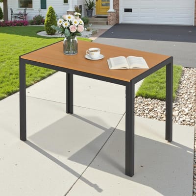 Weerbestendige Tuin- en Balkontafel 110x70 cm - Aluminium en WPC, Hittebestendig, Geschikt voor Buitenruimte