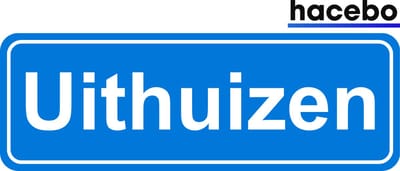 Hacebo - Plaatsnaam Sticker - 29x10 CM - Uithuizen sticker - Verkeersborden sticker - grappige cadeaus - Uithuizen