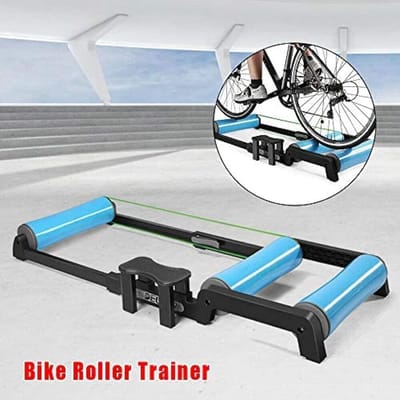 Fietstrainer Roller - Hometrainer Fiets - Indoor Fietsen - Geluidsarme Rol - 135 x 46 x 12 cm - Zwart/Blauw