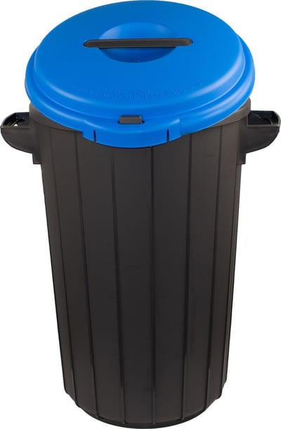 Eco Solution, Prullenbak met Deksel voor Afvalscheiding - 35L – Blauw/Zwart- Recycle – Afvalbak - Vuilnisbak – Afvalemmer – Afvalscheidingprullenbak – Vuilnisemmer – Sorteerafvalemmer – Kantoor – Keuken - School