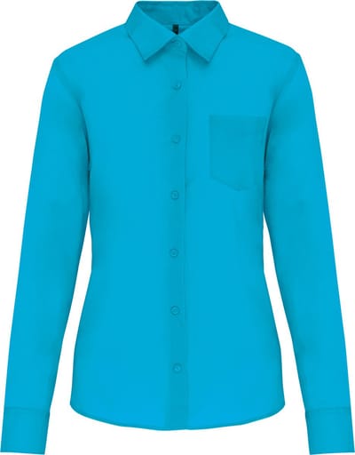 Kariban Overhemd in onderhoudsvriendelijk polykatoen-popeline dames K549 - Bright Turquoise - 3XL