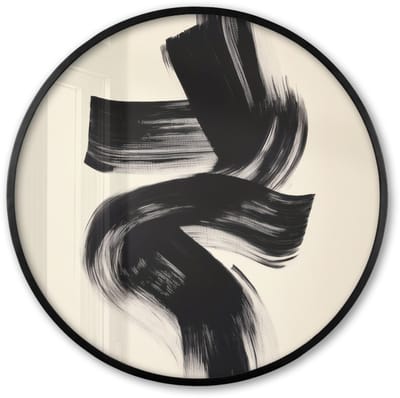 Poster in lijst Rond - Fotolijst 60x60 cm - Posters - Strepen - Zwart - Abstract - Ronde posterlijst zwart - Decoratie - Wanddecoratie woonkamer - Muurdecoratie slaapkamer