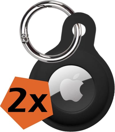 Hoesje Geschikt voor Apple AirTag Sleutelhanger Hoes Siliconen Hoesje - Siliconen Hoesje Geschikt voor Apple AirTag-Sleutelhanger Hoesje - Zwart - 2 PACK