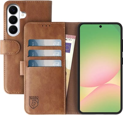 Rosso Element Geschikt voor Samsung Galaxy A56 | Wallet Book Case | Portemonnee Hoesje | 3 Pasjes | Magneetsluiting | Stand Functie | Bruin