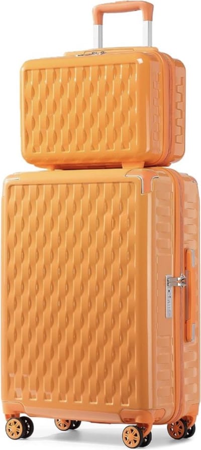 Handbagage Koffer Trolley Kofferset 2 delige Handbagage met Cosmetische tas Hoekbescherming (55cm-37L) (oranje)