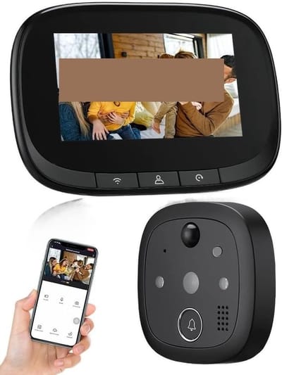 Videodeurbel - Kijkgaatje Camera - Huis Beveiligen - Bewegingsdetectie Alarm - 4.3 Inch Scherm - Zwart