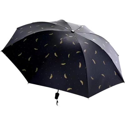 Parapluie Portable Pliable en Trois 8 Baleines Manuel Protection UV Pluie Soleil pour Hommes Femmes Cadeau black