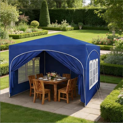 Pop-up Tuinpaviljoen - Feesttent Paviljoen - Buitenfeesten Organiseren - Waterdicht UV-bestendig - 3 x 3 meter - Blauw