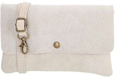 Charm London Mariëlle Schoudertas - Crossbody - Suede - Drie Vakken - Magneetsluiting - Verstelbare Band - Dames - Leren Dames Tas - Zand