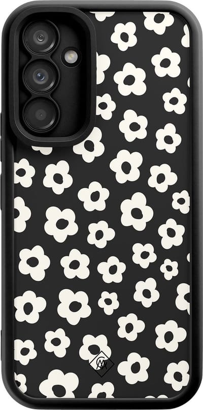 Casimoda® hoesje - Geschikt voor Samsung Galaxy A34 - Retro Bloempjes - Zwart TPU Backcover - Planten - Zwart