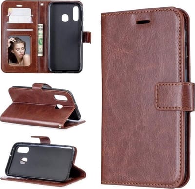 LuxeBass Hoesje geschikt voor Samsung Galaxy A40 - Bookcase Bruin- portemonee hoesje - telefoonhoes - gsm hoes - telefoonhoesjes