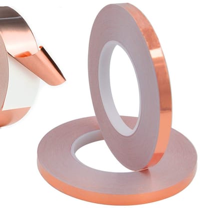 Premium Koperfolie 50 m × 10 mm × 2, Supergeleidend voor EMI en RF Shielding, Elektrische Reparatie, Papier Circuits en Ambachten, Verpakking van 2