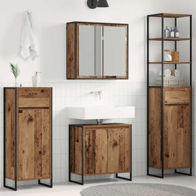 vidaXL - Badkamermeubel - Set - 4 - st - Oudhout - Bewerkt - hout
