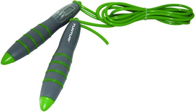Tunturi Digitaal Springtouw - Springtouw - Sport springtouw - Fitness springtouw -Met Teller - Grijs/Groen - Incl. gratis fitness app