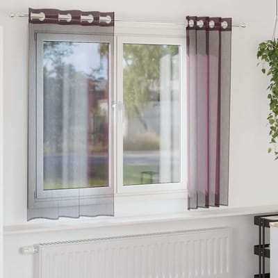 vidaXL - Gordijnen - Voile - met - doorvoertules - 2 - st - paars - 140x140 - cm