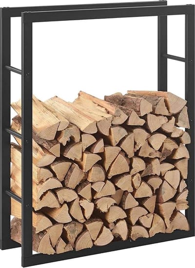Brandhoutrek - Houtopslag - Open Haard - Stabiel Metaal - 125 x 100 x 25 cm - Zwart
