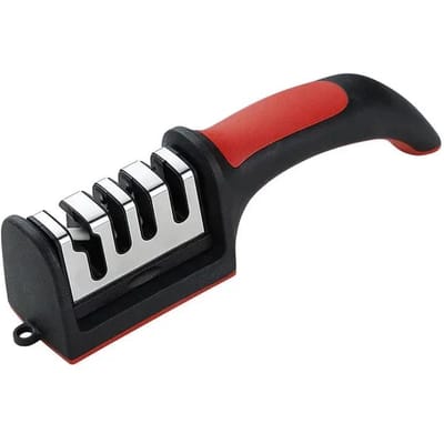 3/4 Segment Cutter Messenslijper Keuken Handheld Drie-Doel Slijpsteen Gereedschap met Antislip Basis Keukenmessen As Shows