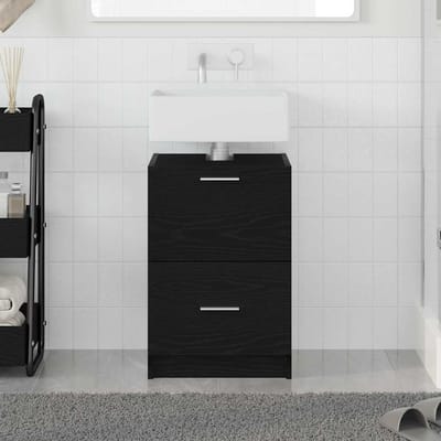 vidaXL - Badkamerkast - Zwart - Eiken - 40 - x - 37 - x - 59 - cm - Bewerkt - hout