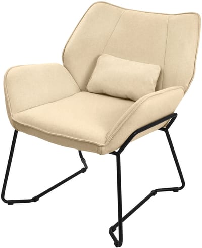 Woonkamer fauteuil Loungestoel Zand met rugkussen tot 120 kilogram Polyester hoes in linnenlook ML design