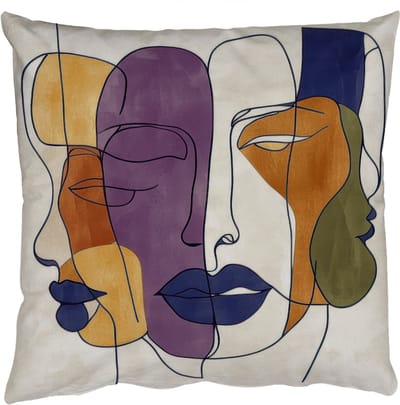 Sierkussens - Kussentjes Woonkamer - 50x50 cm - Abstract - Overlappende gezichten - Paars - Donkergroen