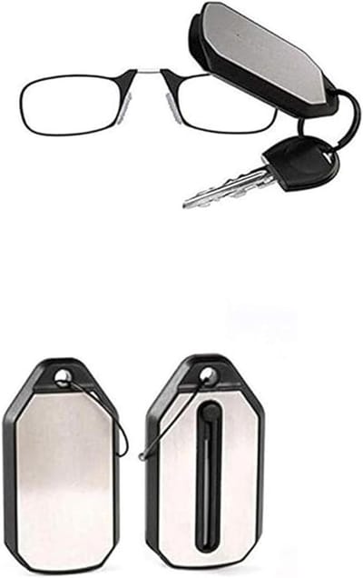Opvouwbare Leesbril - Neusklem Bril - Draagbaar Lezen - Sleutelhanger Ontwerp - 102 mm Lengte - Zilver
