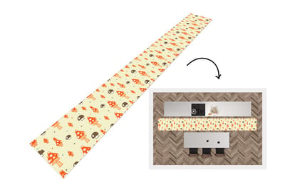 Keukenloper 400x50 cm - Keukenmat vinyl Patronen - Paddestoel - Oranje - Keukenmatten loper - Keuken vloerkleed tapijt